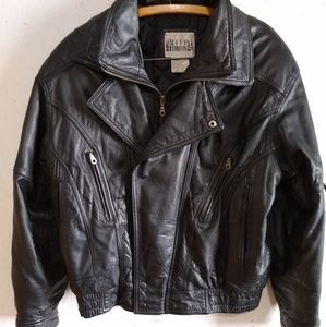 Men's Heavy Black Leather Jacket size medium